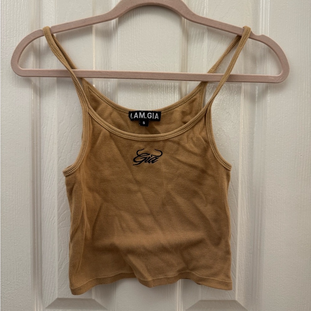 I.AM.GIA - Gia logo embroidered tank top (SMALL US4/6, Tan)